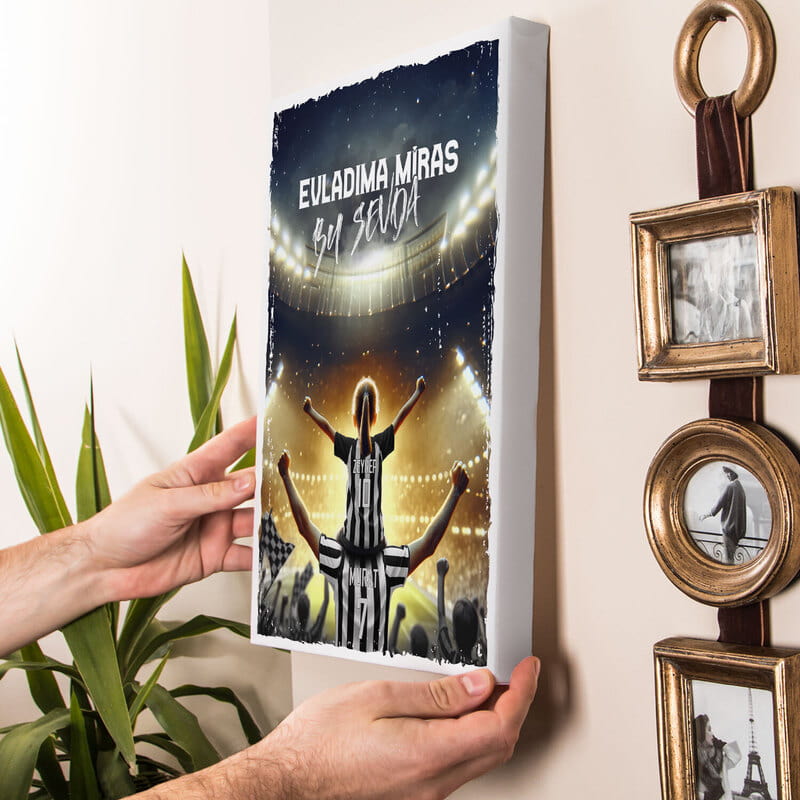 Evladıma Miras Siyah Beyaz Sevda Tasarımlı Kişiye Özel Kanvas Tablo - 30x40