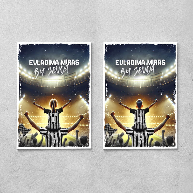 Evladıma Miras Siyah Beyaz Sevda Tasarımlı Kişiye Özel Kanvas Tablo - 30x40