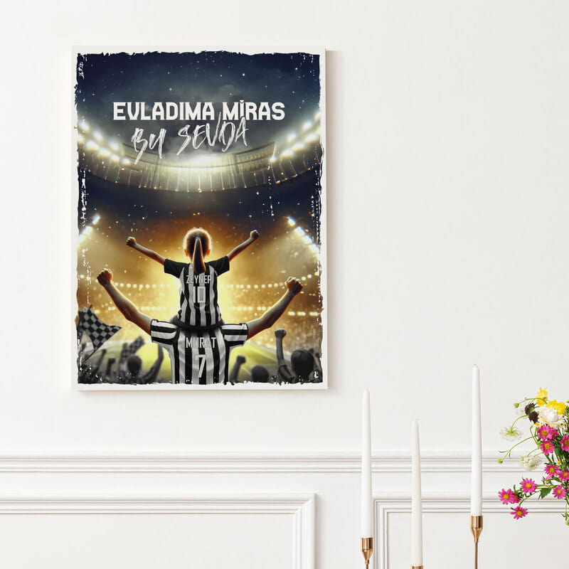 Evladıma Miras Siyah Beyaz Sevda Tasarımlı Kişiye Özel Kanvas Tablo - 30x40