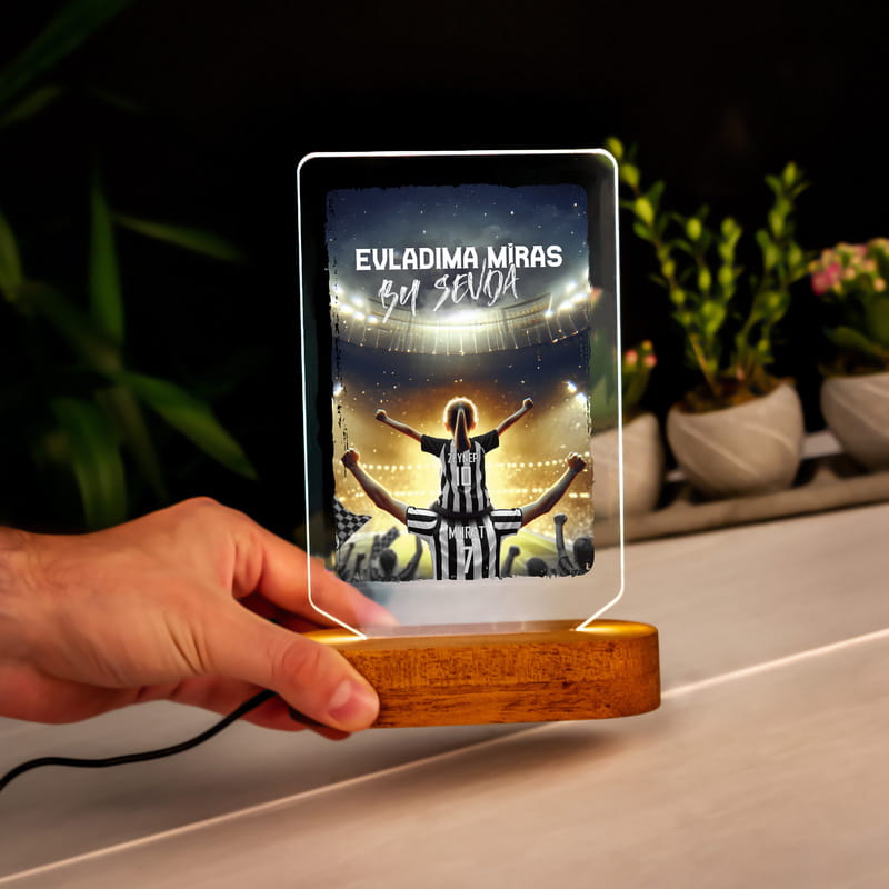 Evladıma Miras Siyah Beyaz Taraftar Kombinli Kişiye Özel Led Lamba