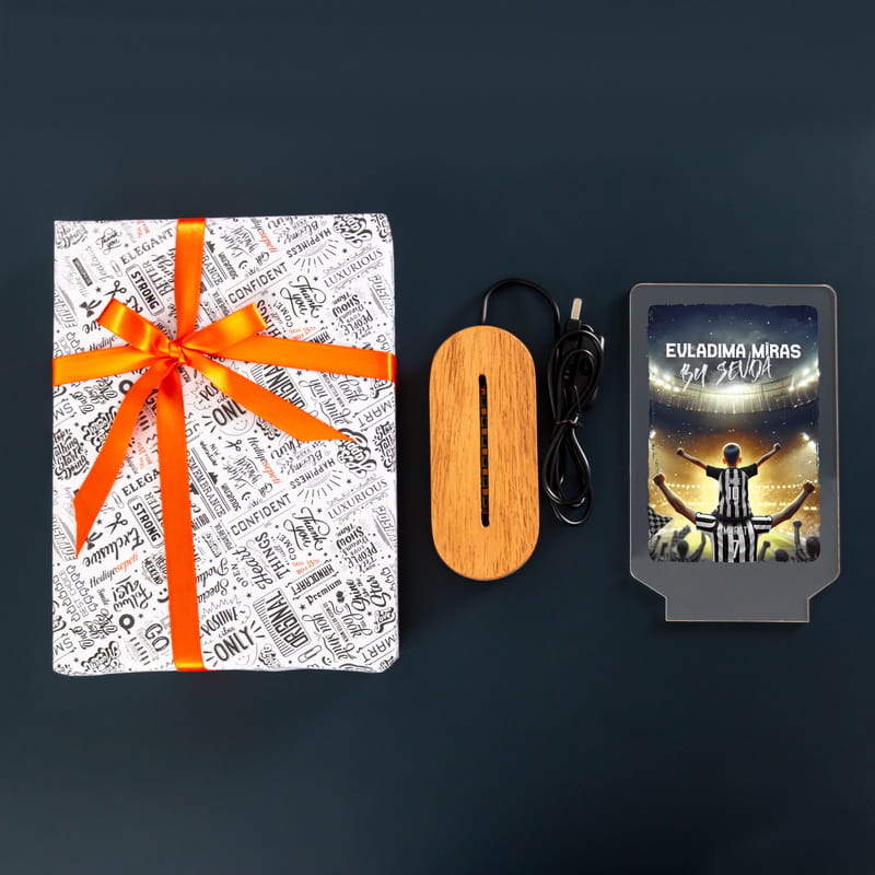 Evladıma Miras Siyah Beyaz Taraftar Kombinli Kişiye Özel Led Lamba