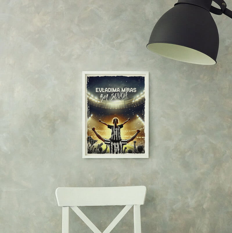 Evladıma Miras Siyah Beyaz Taraftar Temalı Kişiye Özel Beyaz Çerçeve