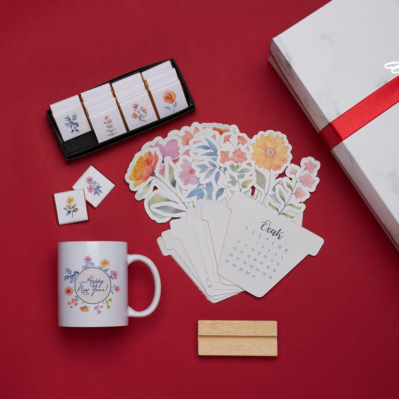 Floral Çikolata Yılbaşı Hediye kutusu - 2026 Takvimli