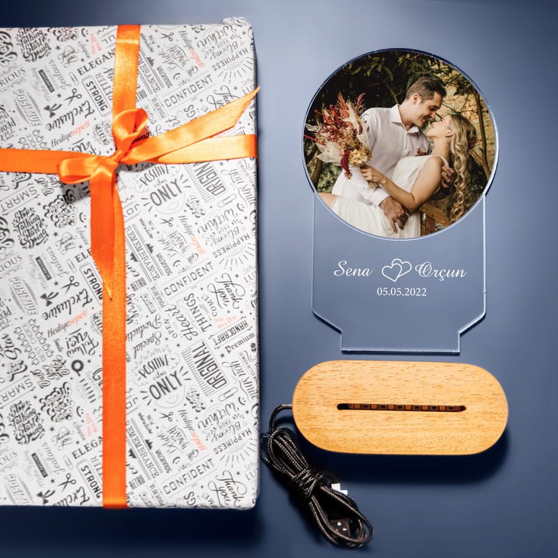 Fotoğraf İsim Tarih Özelleştirmeli Led Işıklı Lamba