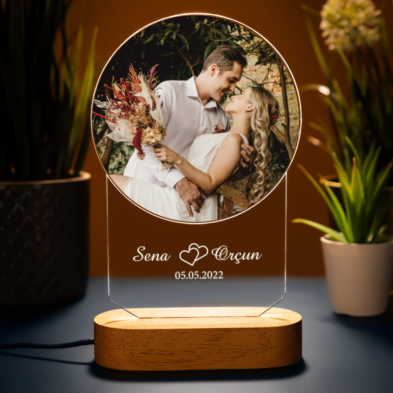 Fotoğraf İsim Tarih Özelleştirmeli Led Işıklı Lamba
