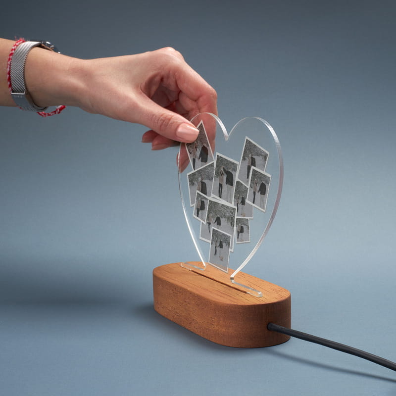 Fotoğraf Kolajı Kalp Masa Lambası