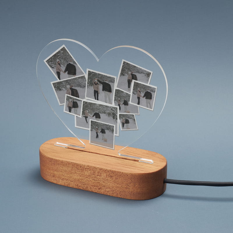 Fotoğraf Kolajı Kalp Masa Lambası