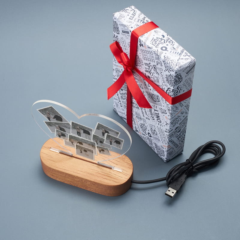 Fotoğraf Kolajı Kalp Masa Lambası