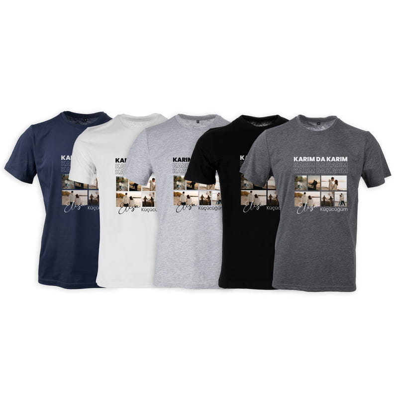 Fotoğraf Kolajlı Kişiye Özel Esprili Tişört