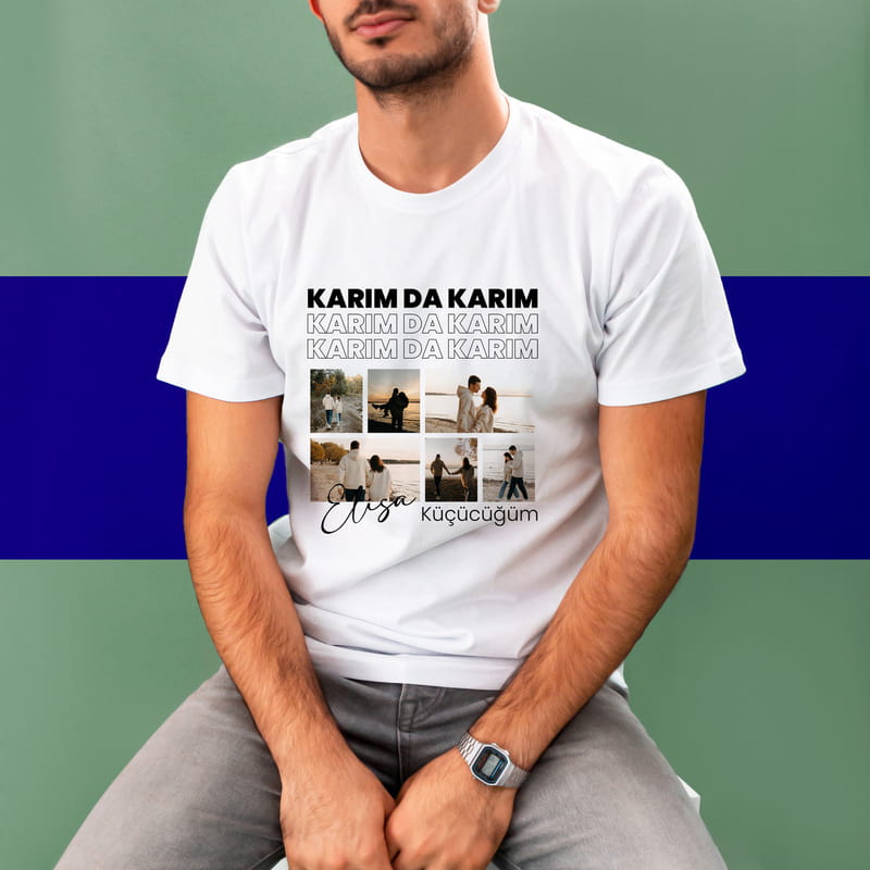 Fotoğraf Kolajlı Kişiye Özel Esprili Tişört