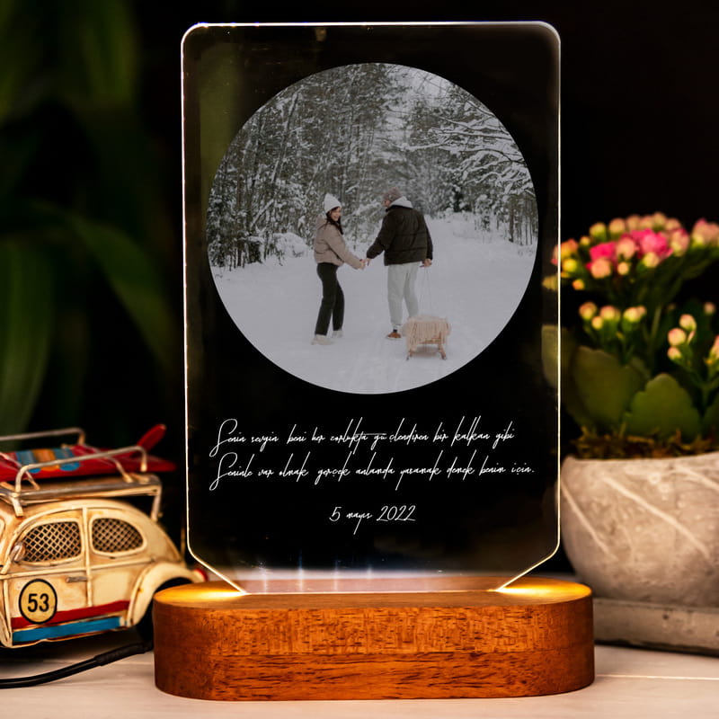 Fotoğraf ve Mesajlı LED Işıklı Dekoratif Lamba