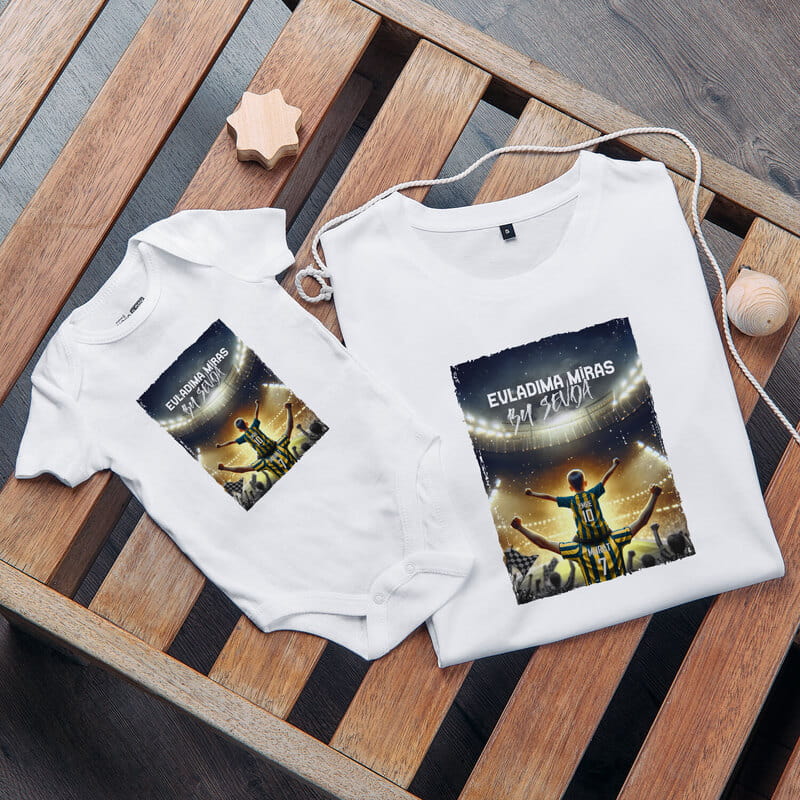 Futbol Sever Babaya Kişiye Özel Sarı Lacivert Baba Bebek Kombini