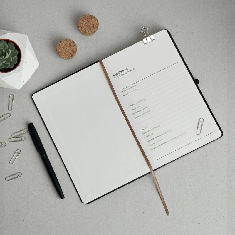 İsim ve Kurumsal Logo Unvan Yazılı Baskılı Siyah Defter