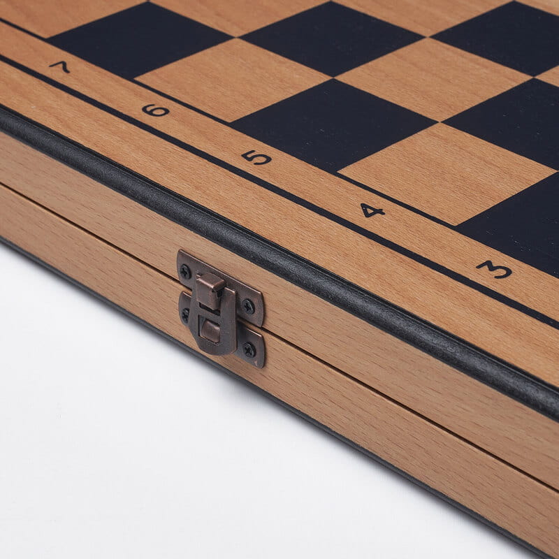 İsim ve Tarih Özelleştirmeli Kapaklı Kare Satranç Takımı - Kayın Kaplama