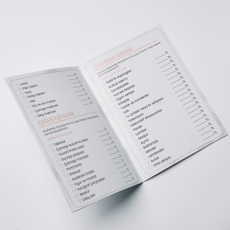 İsme Özel Çeyiz Listesi Defteri