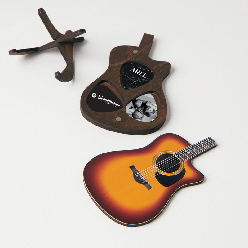 İsme Özel Fotoğraf ve Spotify QR Özelleştirmeli Gitar Pena Seti