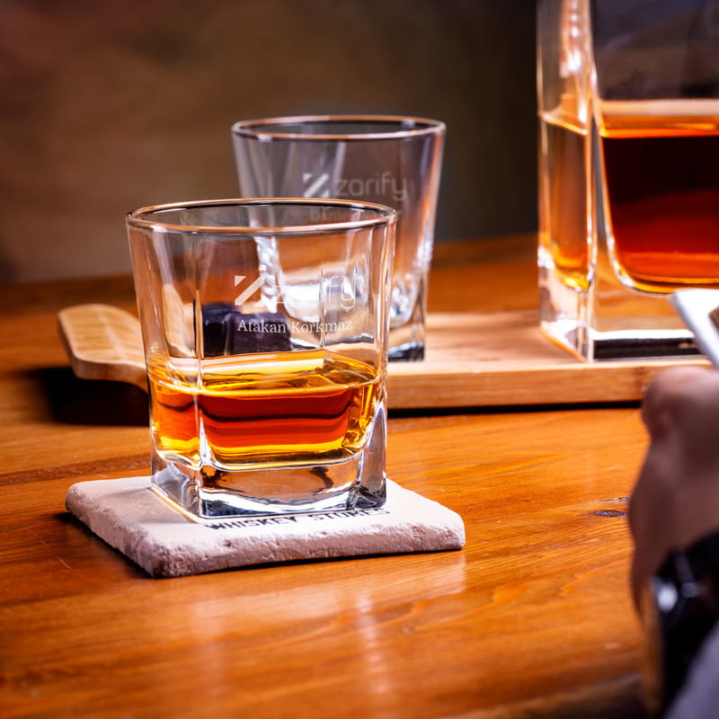 İsme Özel Logo Baskılı Ahşap Kutulu Orkney Viski Seti