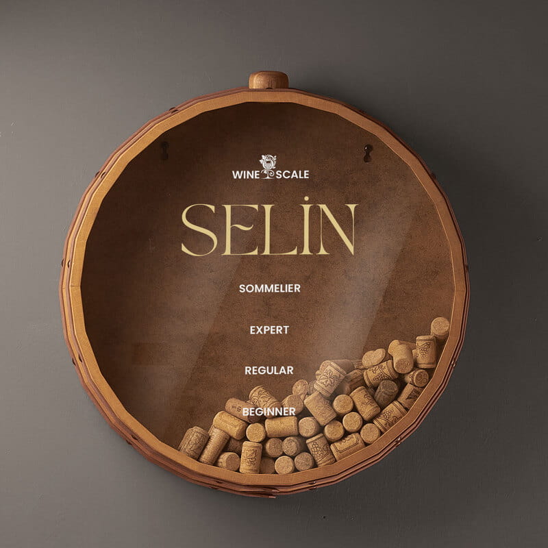 İsme Özel Şarap Tıpası Skala Hedefli Meşe Mantar Kutusu