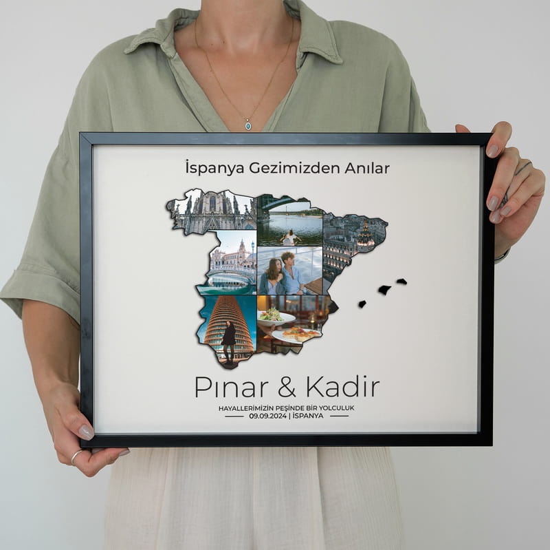 İspanya'da Bizim Anılar Temalı 30x40 Fotoğraf Çerçevesi