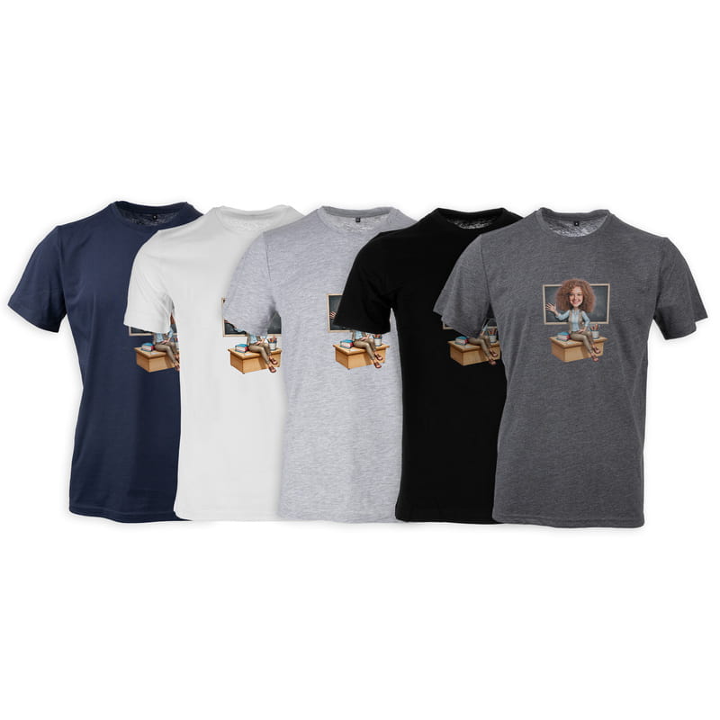 Öğretmenlere Karikatür Baskılı Kişiye Özel Tişört