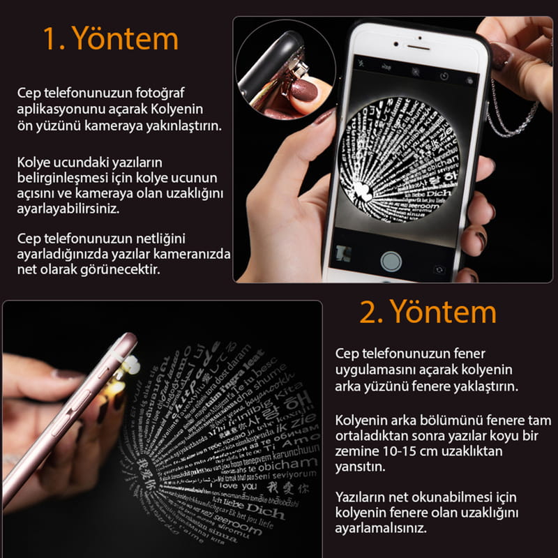 Kalpli Çikolatalı 100 Dilde Seni Seviyorum Kolye Seti