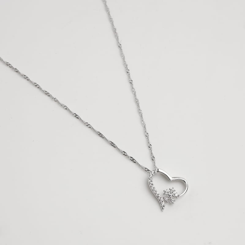 Kalpli Çikolatalı Gümüş Kolye Hediye Seti