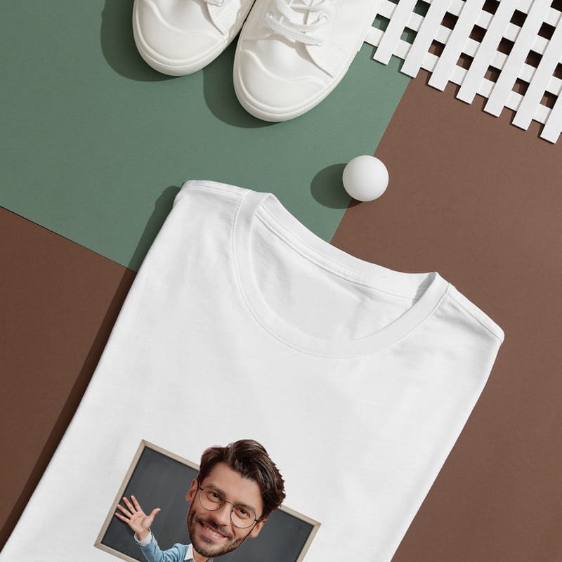 Karikatür Fotoğraf Özelleştirmeli Öğretmen Tişörtü