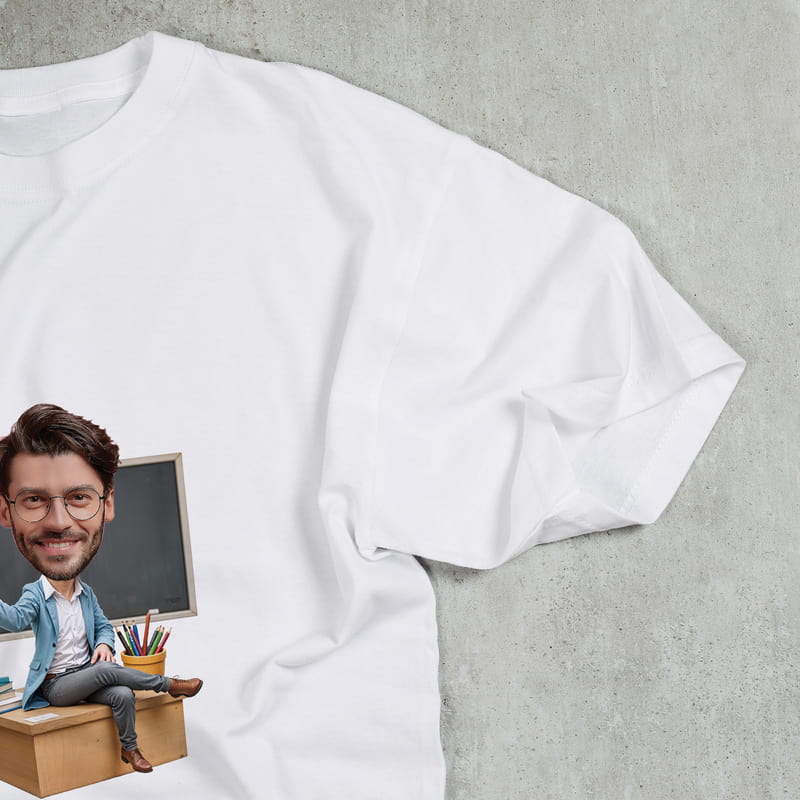 Karikatür Fotoğraf Özelleştirmeli Öğretmen Tişörtü