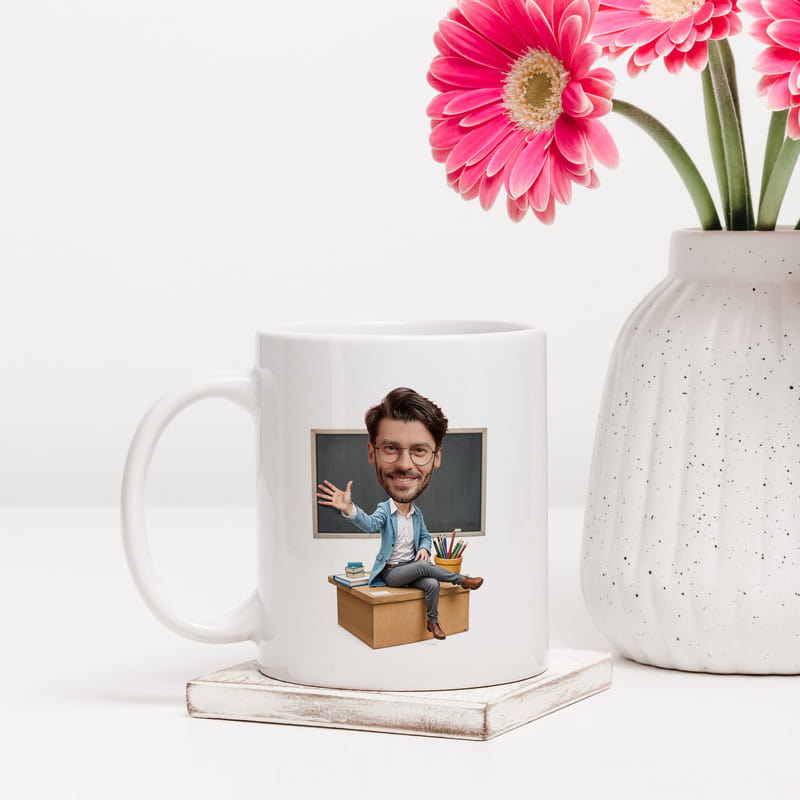 Karikatür Öğretmen Kupa Bardak - Kişiye Özel Fotoğraflı