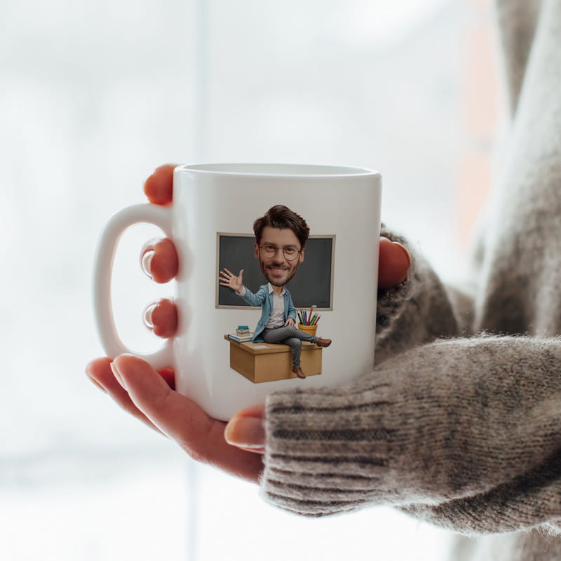 Karikatür Öğretmen Kupa Bardak - Kişiye Özel Fotoğraflı