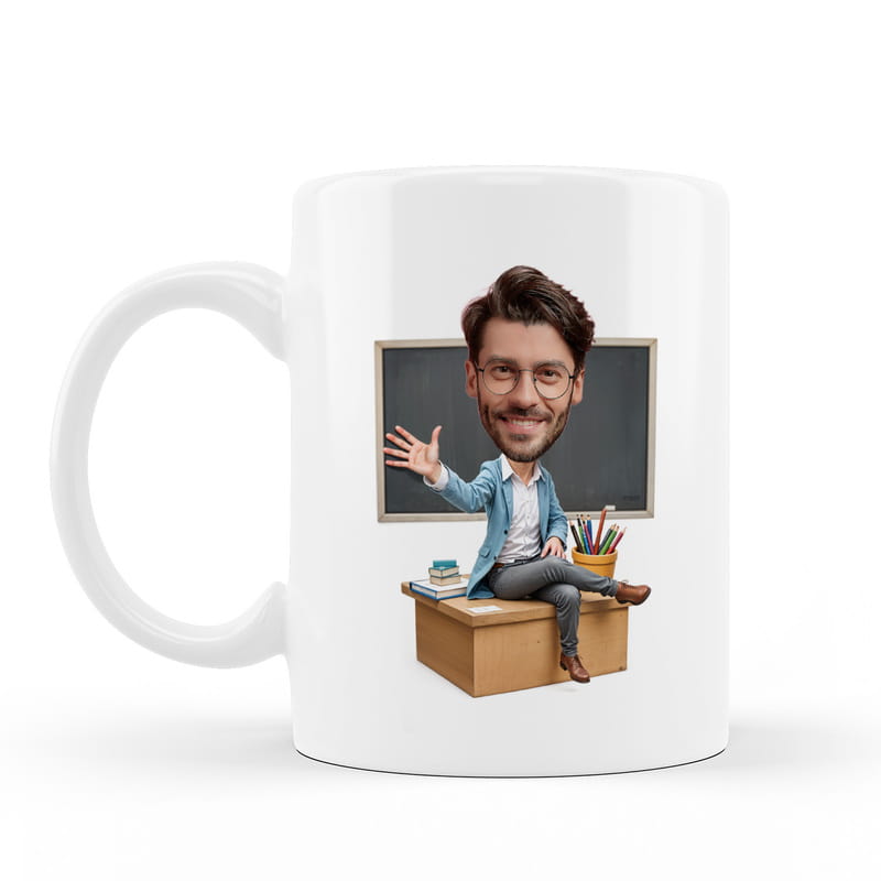 Karikatür Öğretmen Kupa Bardak - Kişiye Özel Fotoğraflı