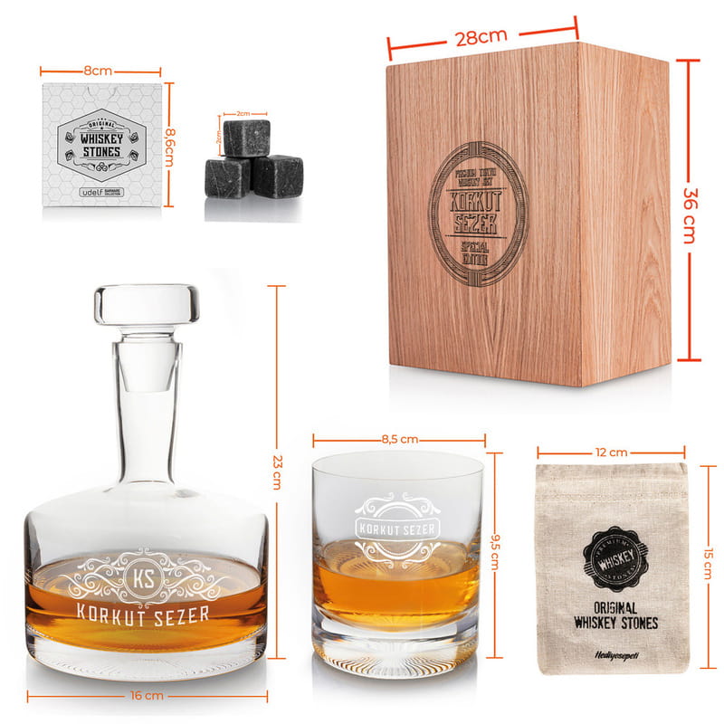 Kişiye Özel Ahşap Kutulu Tokyo Viski Seti