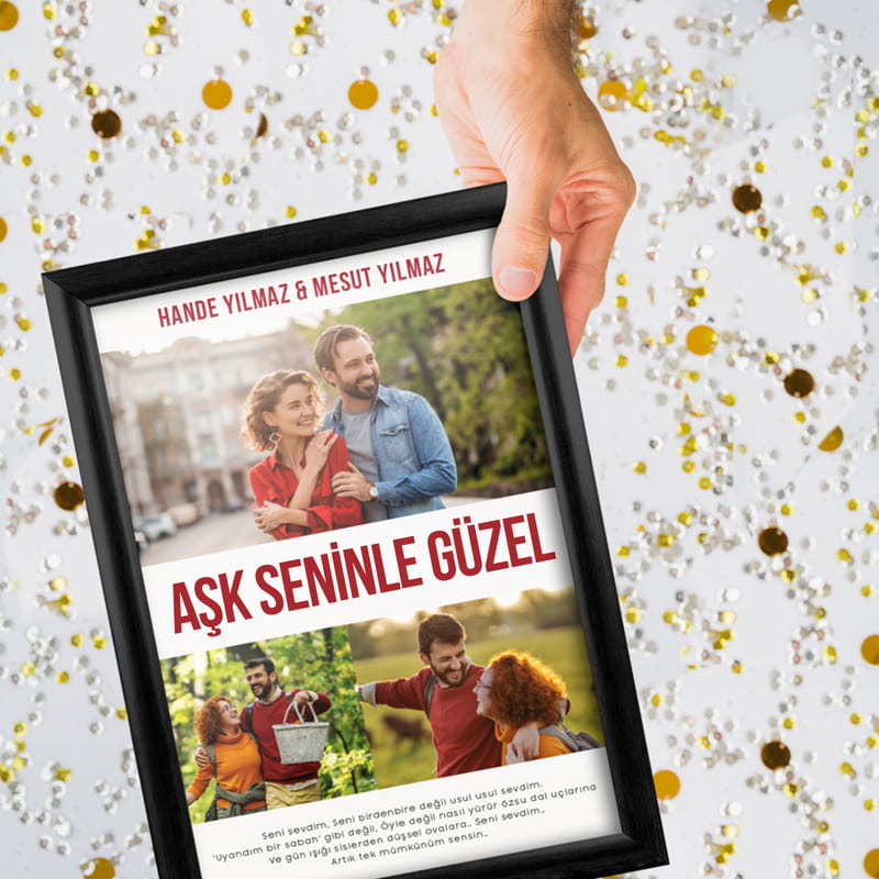 Kişiye Özel Çerçeveli Aşk Film Afişi