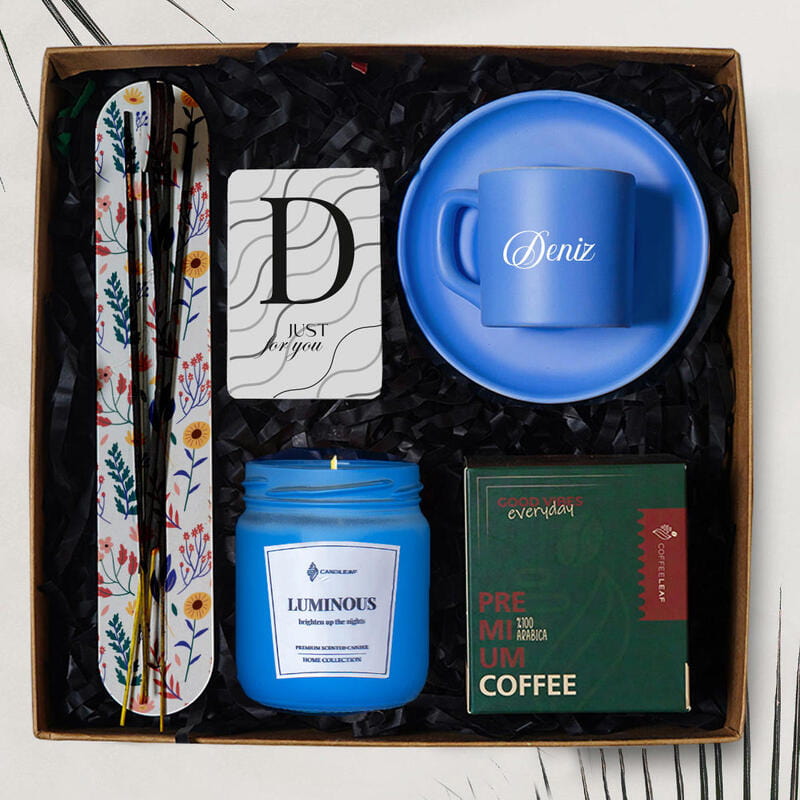 Kişiye Özel Fincan, Kahve, Cam Mum, Tütsü Hediye Seti