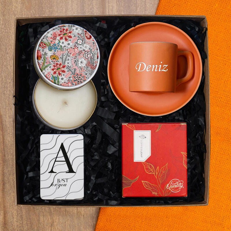 Kişiye Özel Fincan Kahve Mum Hediye Seti