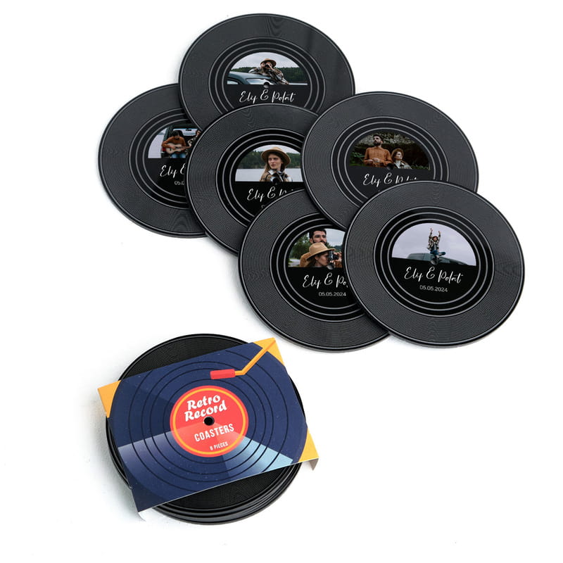 Kişiye Özel Fotoğraflı Plak Bardak Altlığı Seti