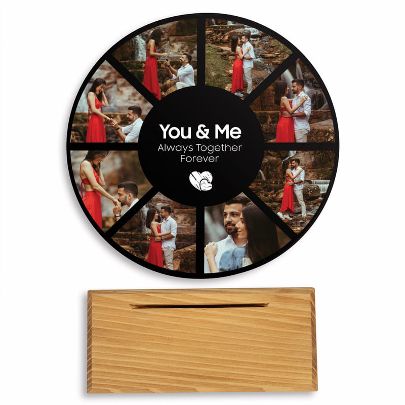 Kişiye Özel Fotoğraflı Sen ve Ben Tasarımlı Ahşap Plak