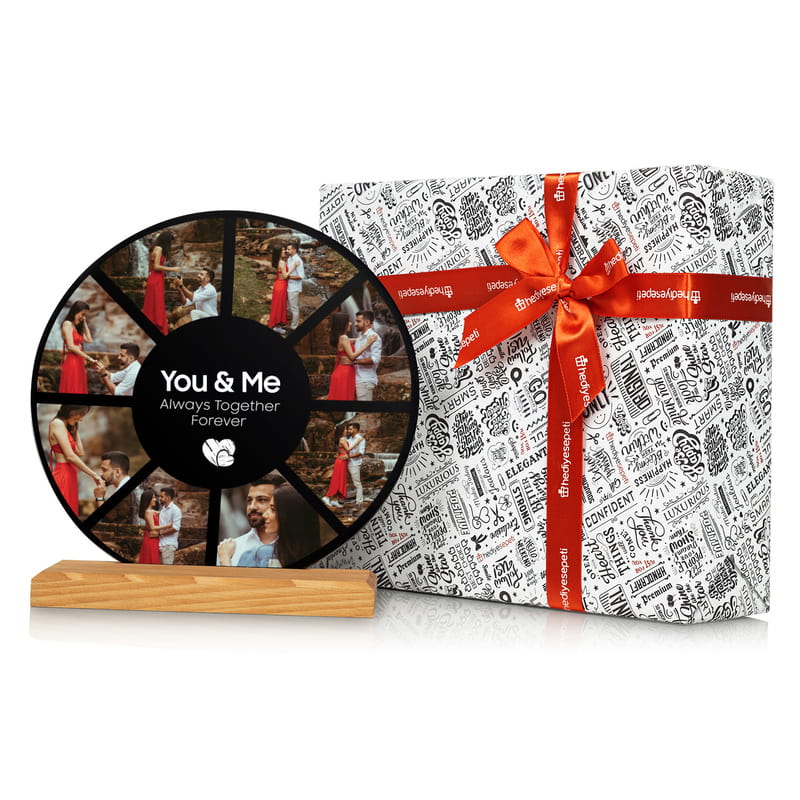 Kişiye Özel Fotoğraflı Sen ve Ben Tasarımlı Ahşap Plak