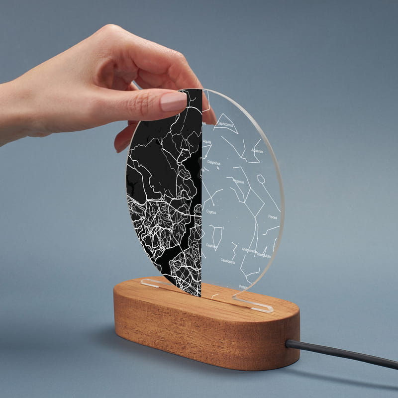 Kişiye Özel Gökyüzü ve Şehir Haritası Led Lamba