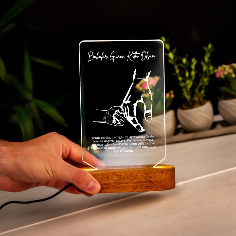 Kişiye Özel Mesajlı Babalar Günü Led Lamba