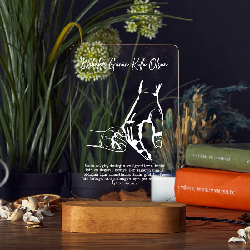 Kişiye Özel Mesajlı Babalar Günü Led Lamba