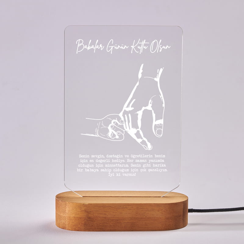 Kişiye Özel Mesajlı Babalar Günü Led Lamba