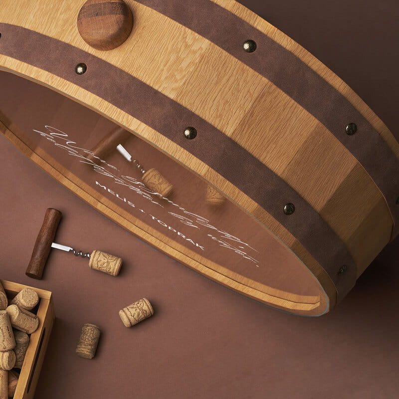 Kişiye Özel Mesajlı Meşe Fıçı Şarap Mantar Kutusu