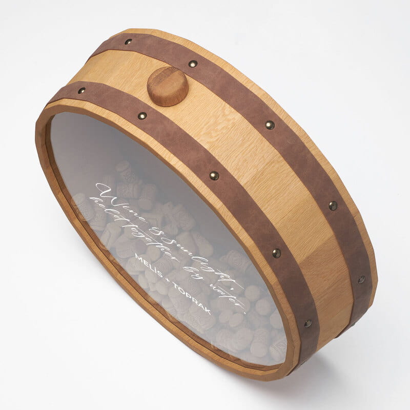 Kişiye Özel Mesajlı Meşe Fıçı Şarap Mantar Kutusu