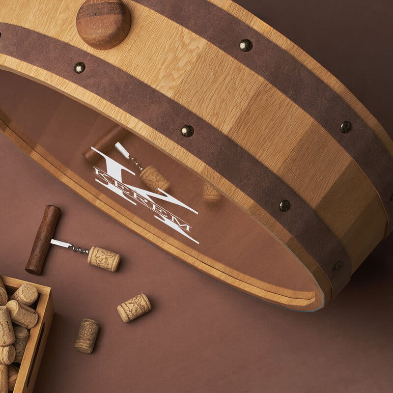 Monogram İsim Yazılı Meşe Şarap Tıpası Koleksiyon Kutusu