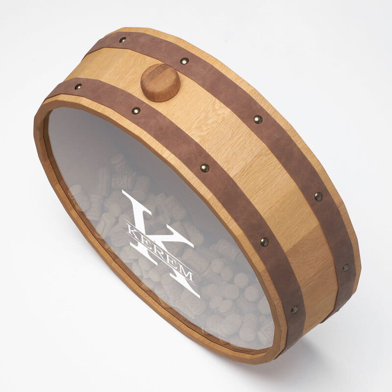 Monogram İsim Yazılı Meşe Şarap Tıpası Koleksiyon Kutusu