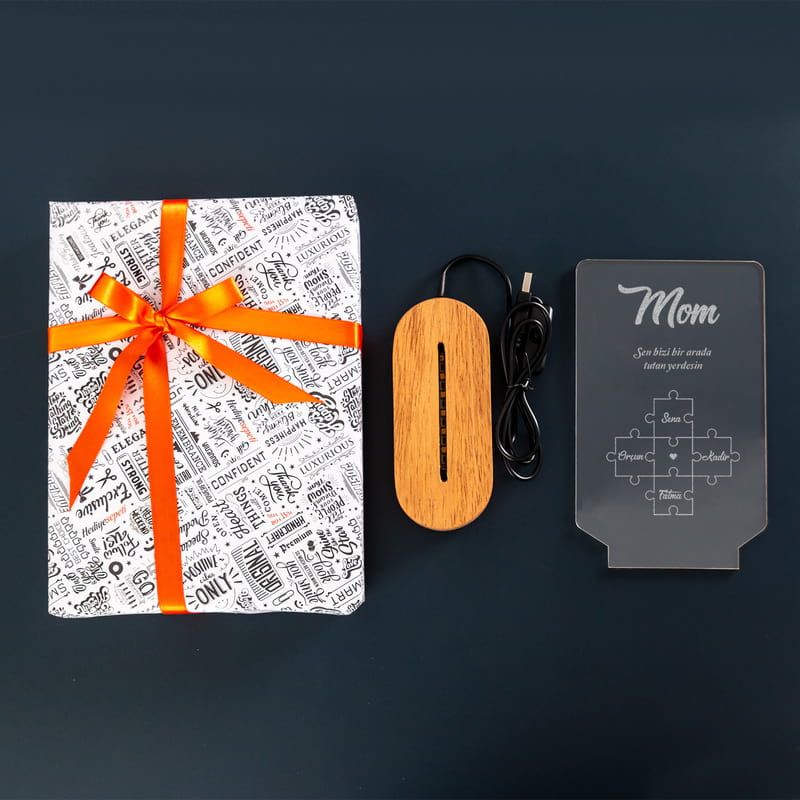 Kişiye Özel Puzzle Temalı Anneler Günü Led Lamba