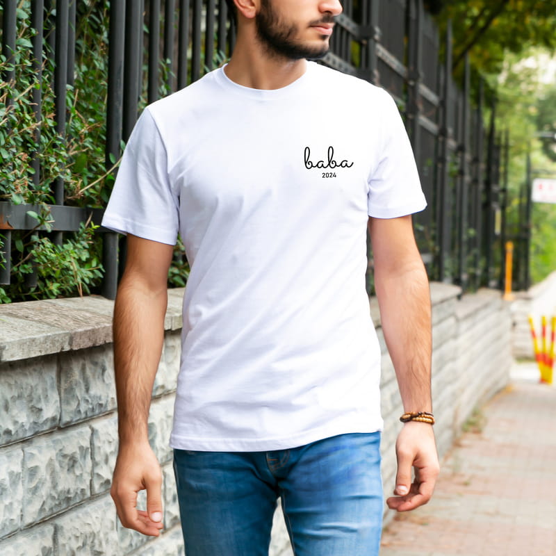 Kişiye Özel Tarihli Baba Yazılı Tişört