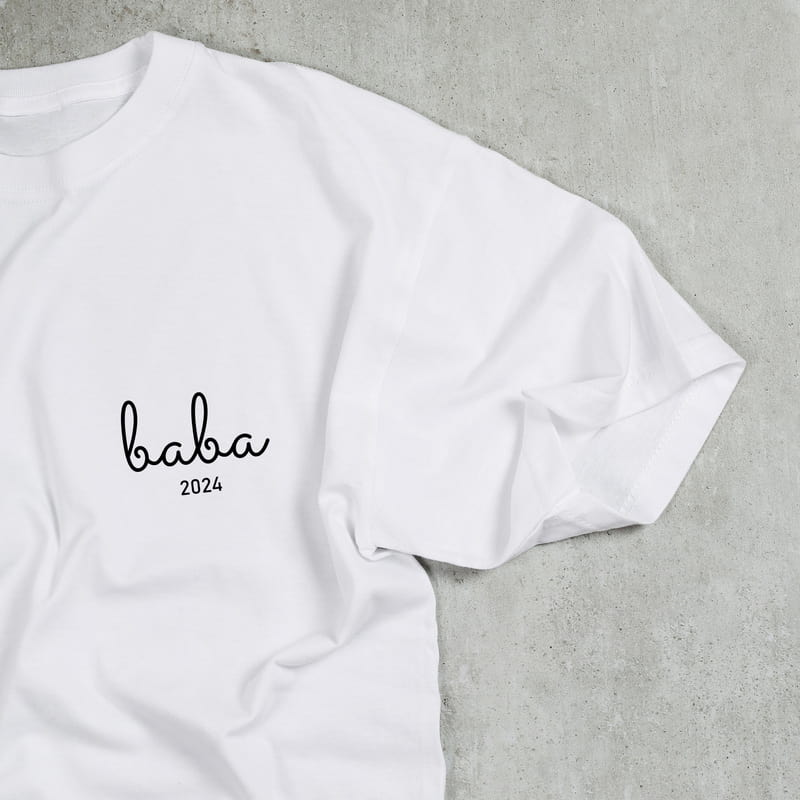 Kişiye Özel Tarihli Baba Yazılı Tişört