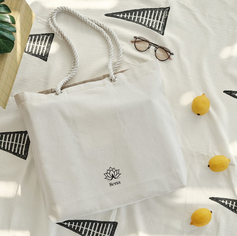 Lotus Çiçeği İsimli Bez Çanta